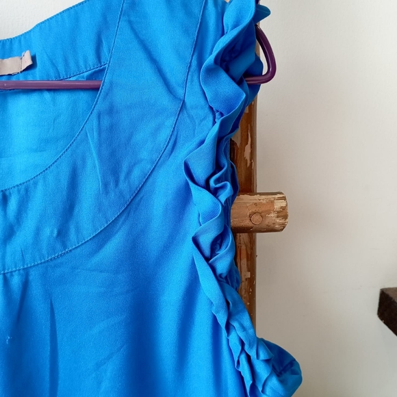 French Cobalt Neon Blue Frill Dress/ Long Top - Picture 11 of 14